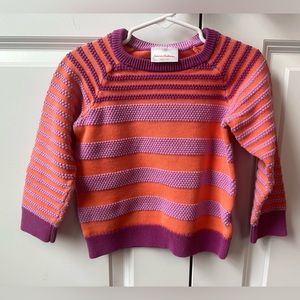 Hanna Andersson Orange and Purple Combed Cotton Striped Sweater (Size 100/4)